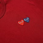 Comme des Garçons Play Men's Double Heart T-Shirt in Burgundy