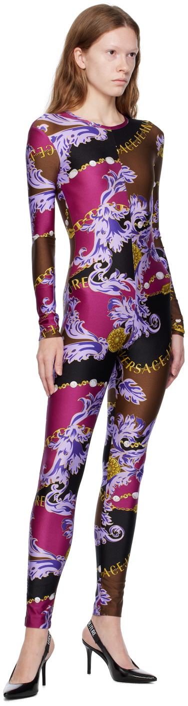 Versace Jeans Couture Purple & Brown Chain Couture Jumpsuit Versace