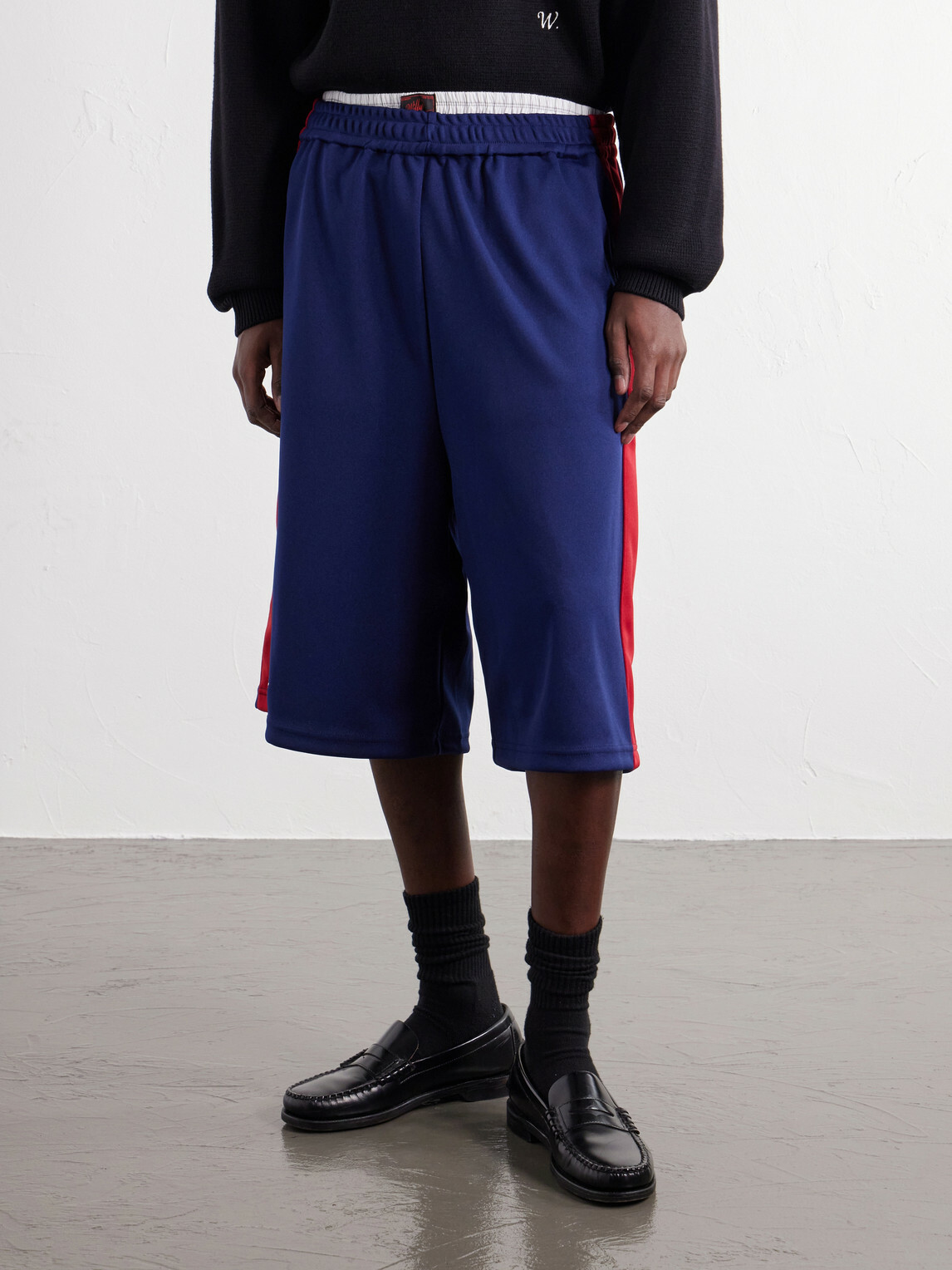 Willy Chavarria - Oversized Striped Shell Shorts - Blue