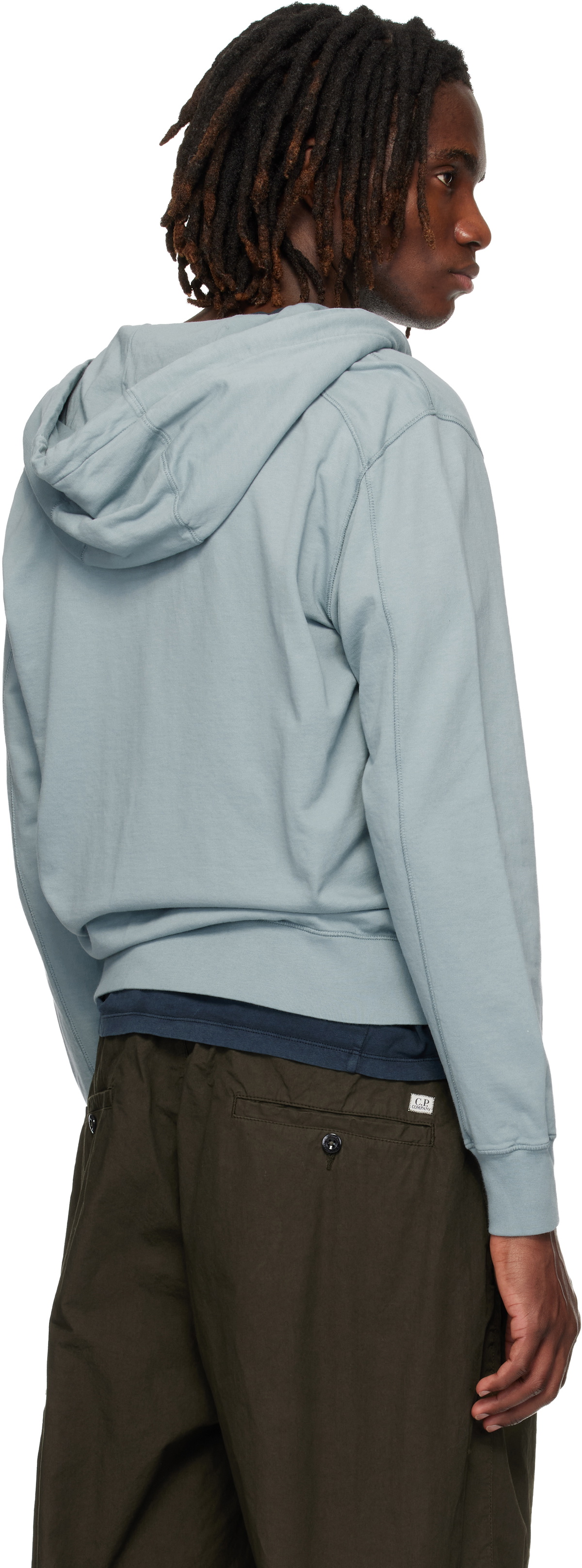 C.P. Company Blue Light Fleece Zip Lens Hoodie
