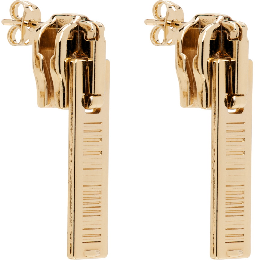 Gold Zipper Earrings, Zipper Studs