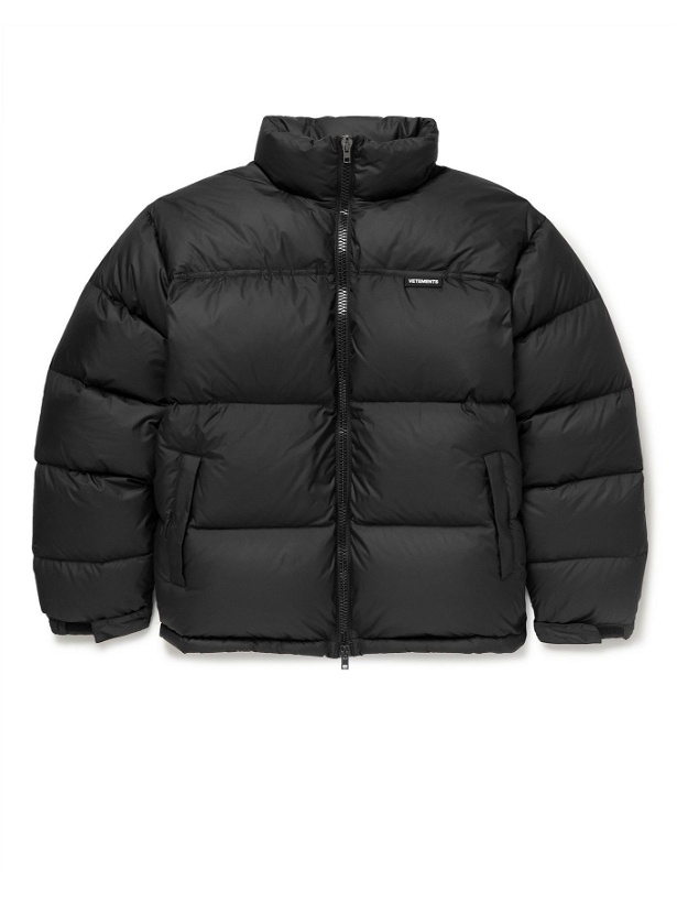 Photo: Vetements - Logo-Appliquéd Quilted Shell Down Puffer Jacket - Black