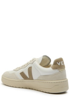 Veja V-90 Panelled Grained Leather Sneakers White