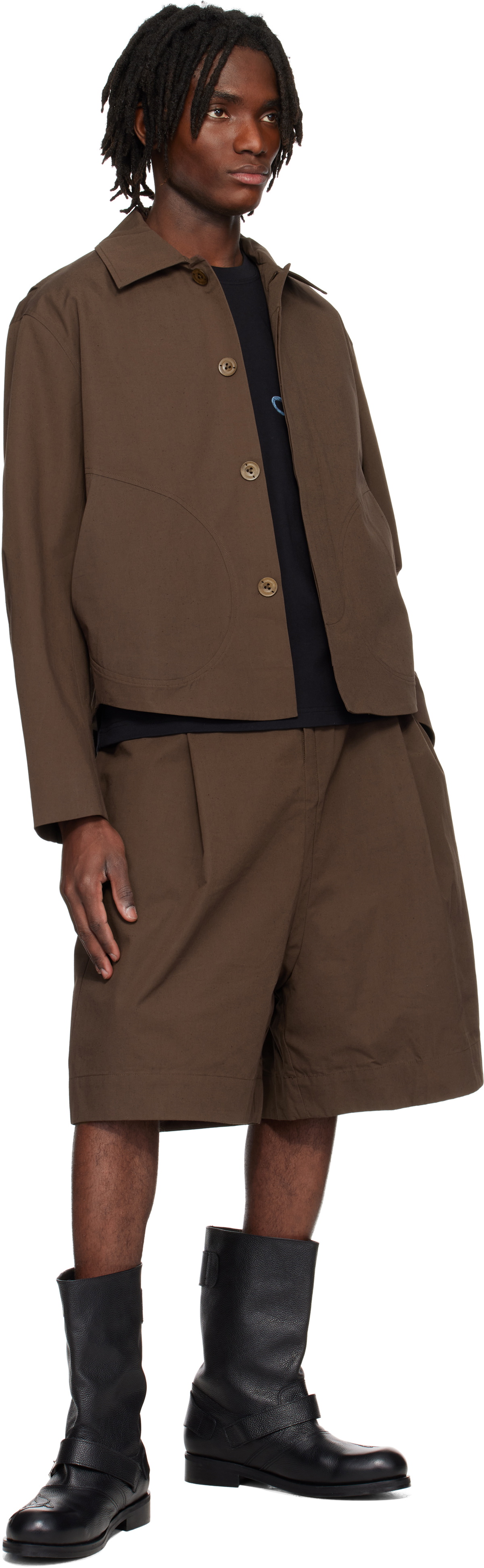 pet-tree-kor Brown Tension Shorts pet-tree-kor