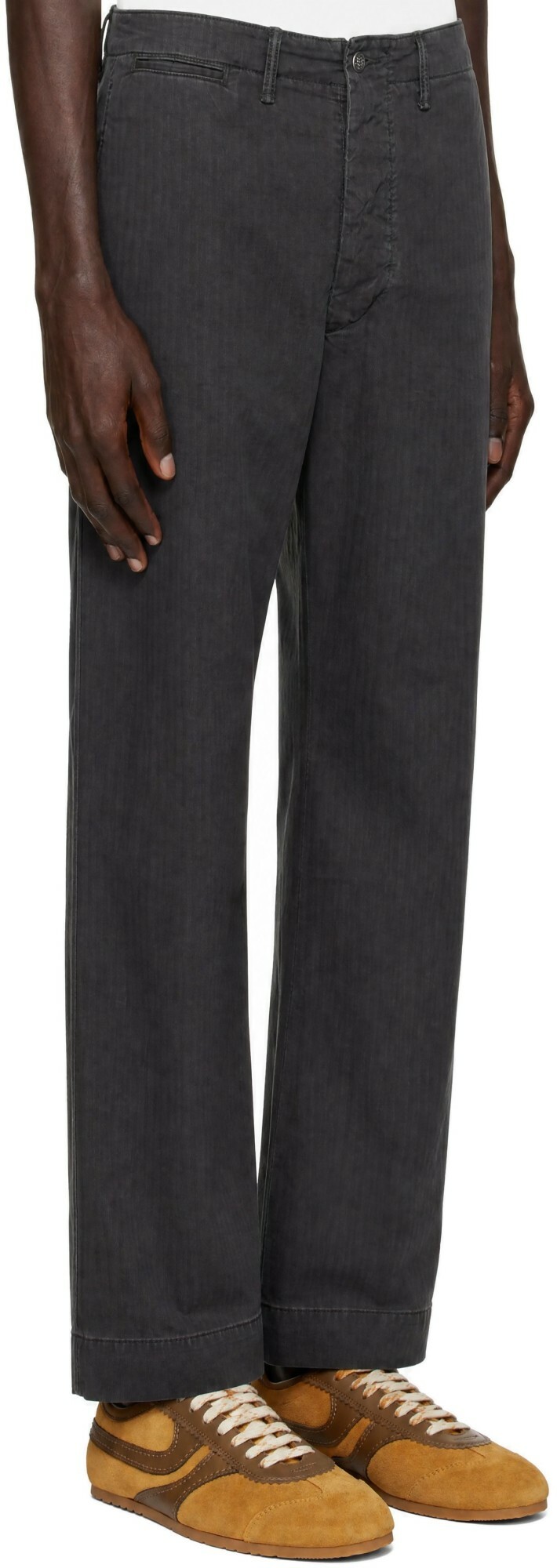 RRL Gray Herringbone Cotton Trousers