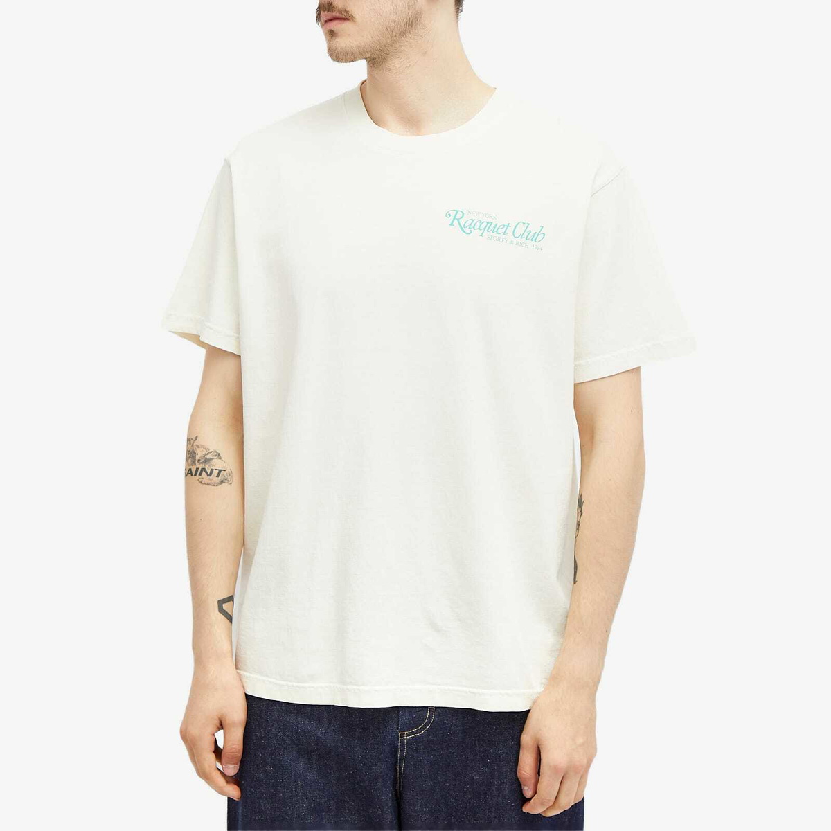 Sporty & Rich Men's 94 Racquet Club T-Shirt in Coconut