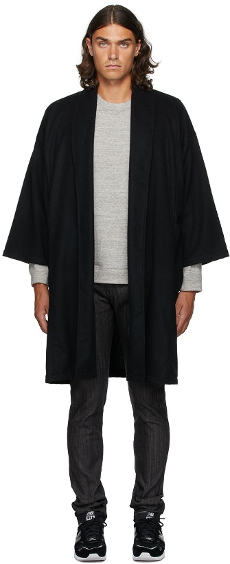 Photo: Naked & Famous Denim SSENSE Exclusive Black Wool Overcoat