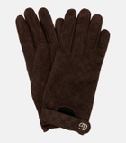 Gucci GG jacquard suede gloves