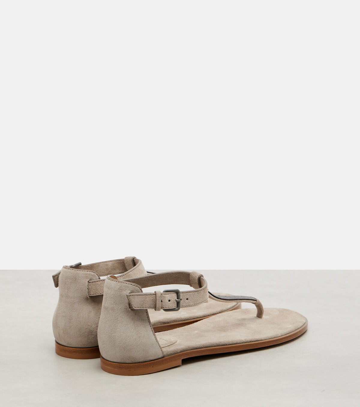 Brunello Cucinelli Monili suede slides