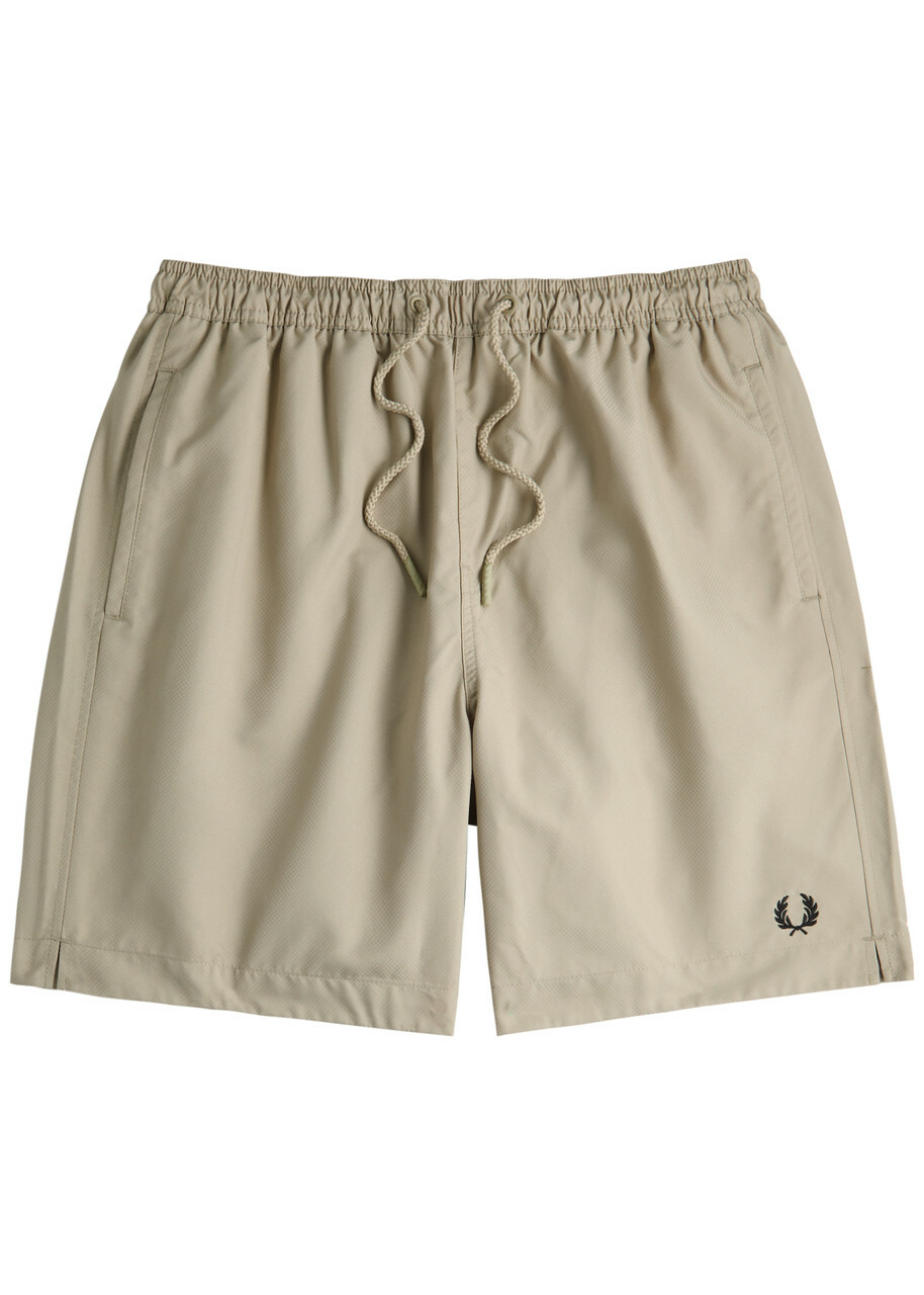 Fred Perry Logo-embroidered Shell Swim Shorts Grey