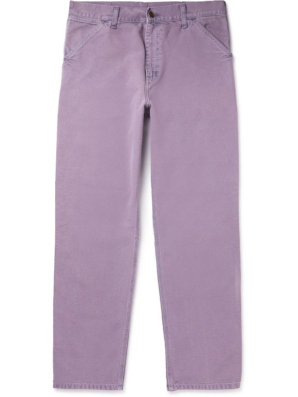Photo: Carhartt WIP - Single Knee Wide-Leg Organic Cotton-Canvas Trousers - Purple