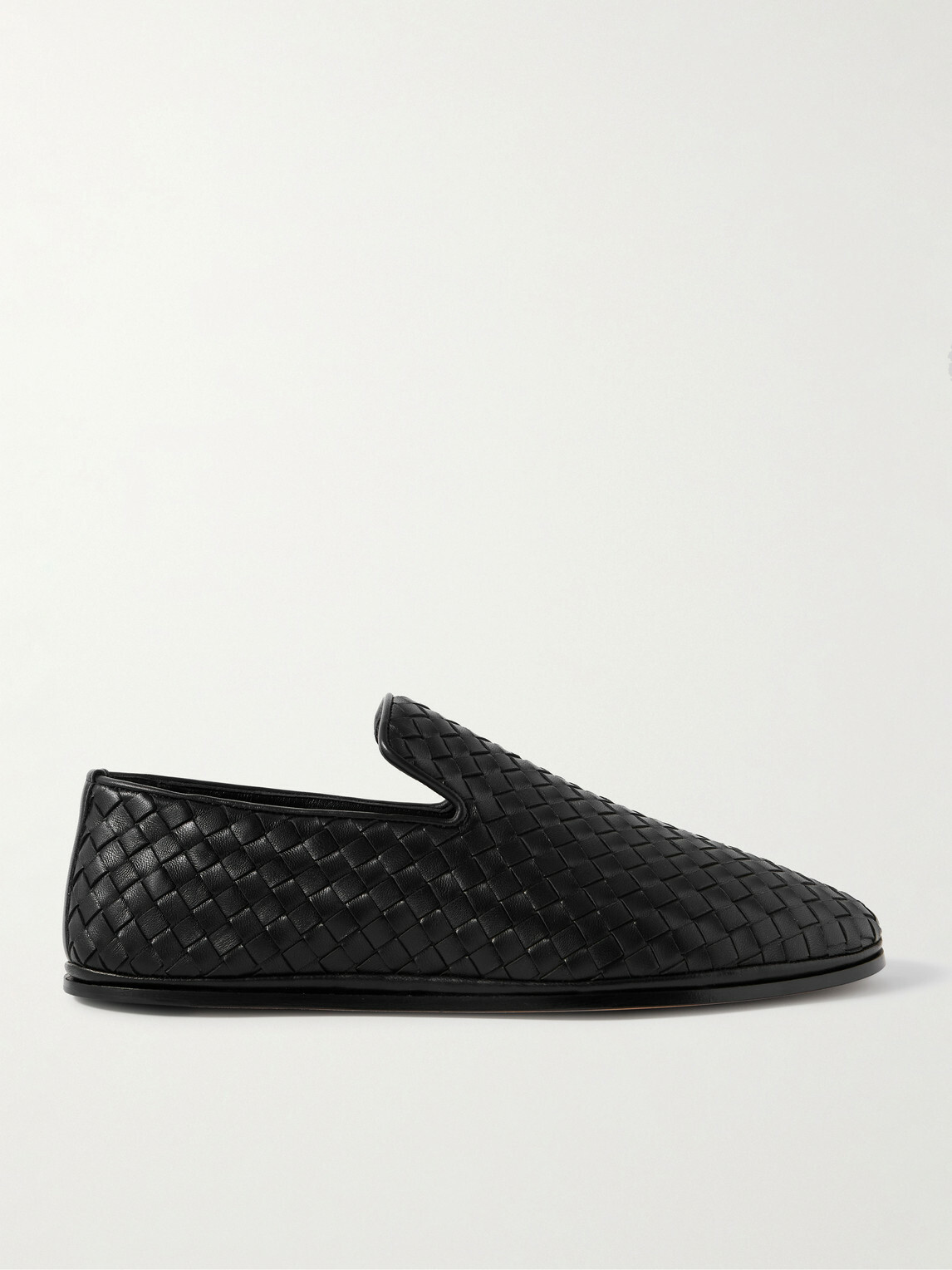 Bottega Veneta - Intrecciato Full-Grain Leather Slippers - Black