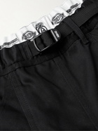 Neighborhood - Dickies Straight-Leg Cropped Belted Appliquéd Twill Trousers - Black