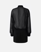 Pinko Mini Dress With Sheer Shirt And Lace Limo Black