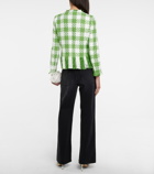 Oscar de la Renta Fringed checked tweed jacket