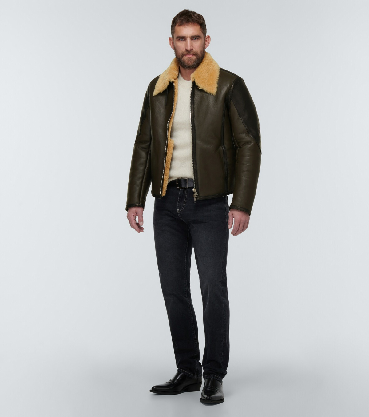 Our Legacy - Shearling-trimmed leather jacket Our Legacy