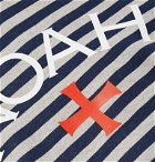 Noah - Logo-Print Striped Fleece-Back Cotton-Jersey Hoodie - Gray