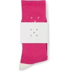 Pop Trading Company - Logo-Embroidered Ribbed Cotton-Blend Socks - Pink