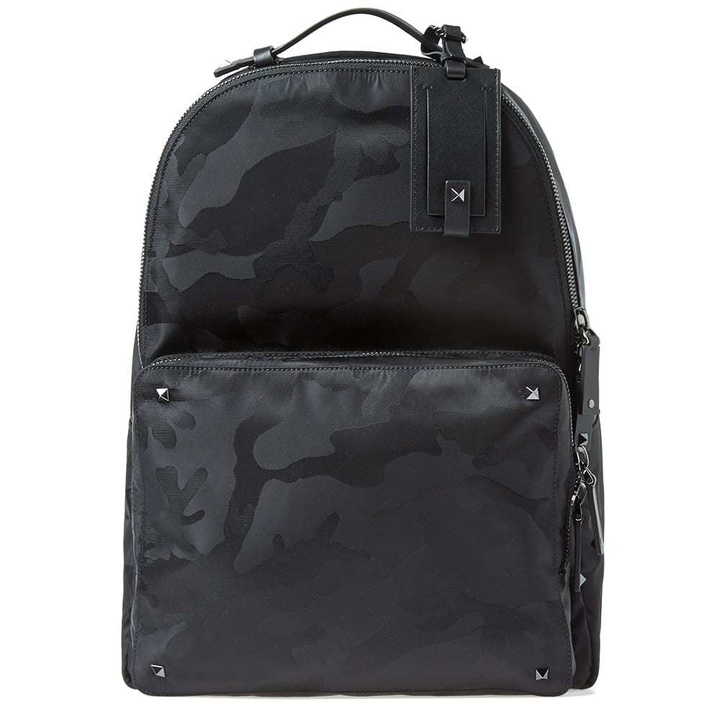 Photo: Valentino Nylon Jacquard Camo Backpack Black