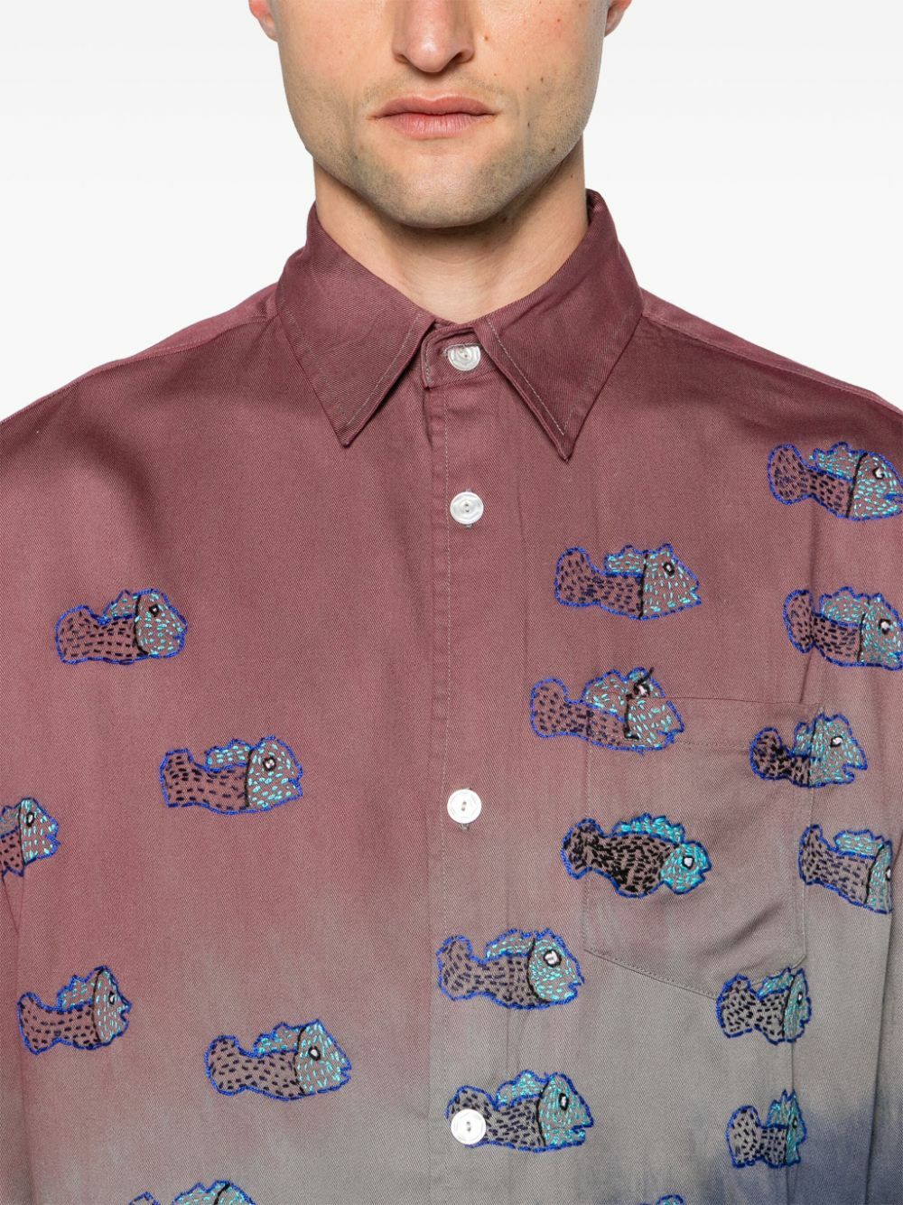 Glass Cypress Blue Block Dyed Tie-Dye Shirt