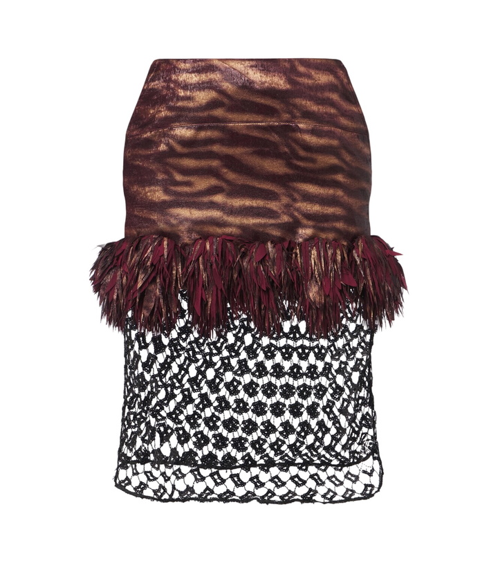 Photo: Jacques Wei Fringed paneled sequined miniskirt