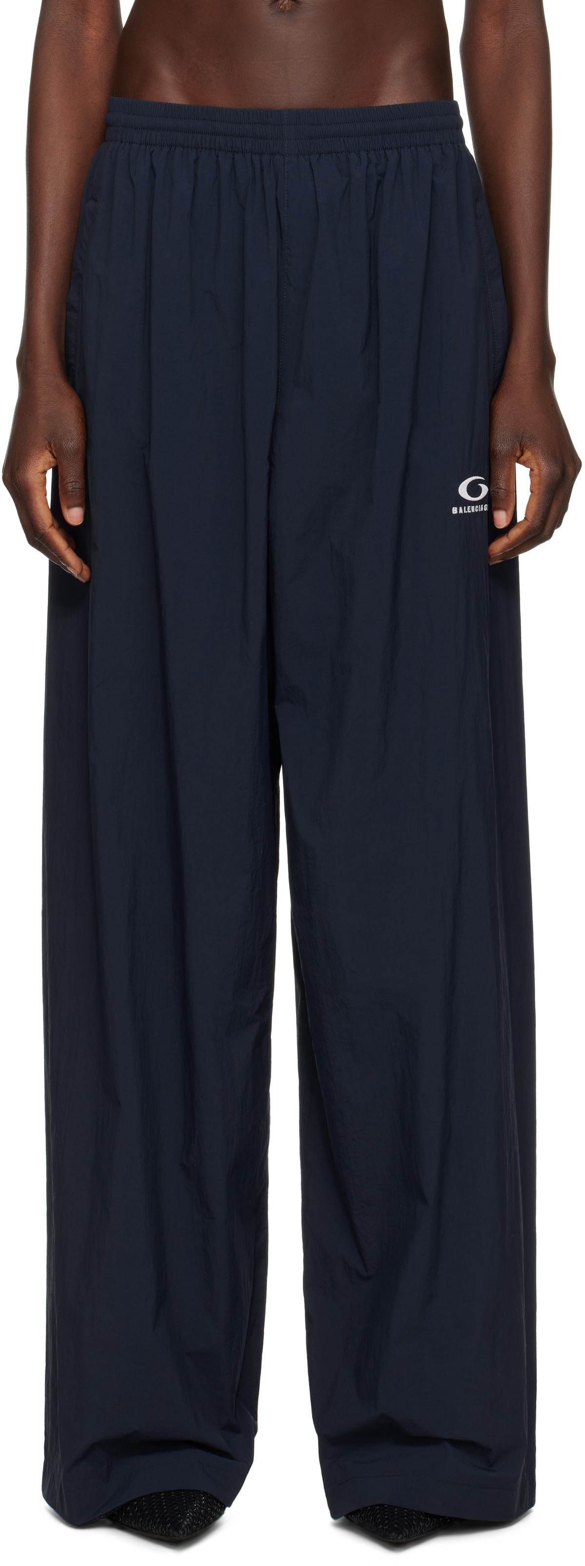 Balenciaga Navy Nylon Track Pants Balenciaga