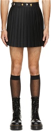 Charles Jeffrey Loverboy Black Studded Pleated Kilt Miniskirt