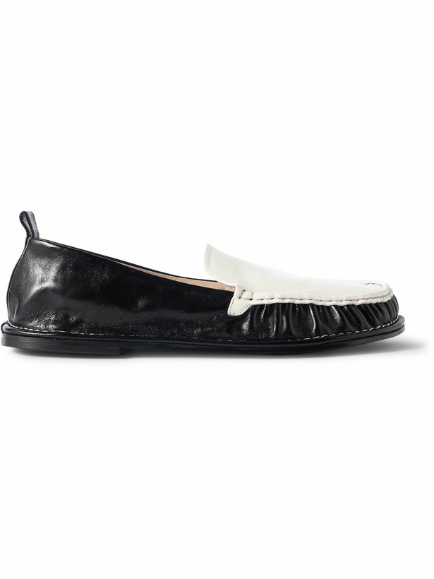 Photo: AMI PARIS - Midi Gathered Two-Tone Glossed-Leather Loafers - Black
