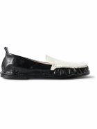 AMI PARIS - Midi Gathered Two-Tone Glossed-Leather Loafers - Black