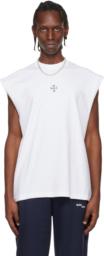 Photo: VETEMENTS White Cross Logo Sleeveless Top