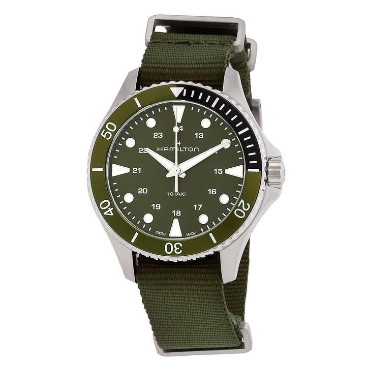 Photo: Hamilton Khaki Navy Quartz Green Dial Watch H82241961