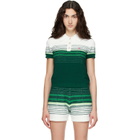 Casablanca White & Green Boucle Stripe Short Sleeve Polo