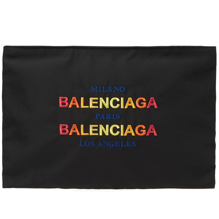 Photo: Balenciaga Nylon Fade Rainbow Logo Pouch