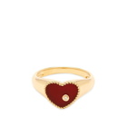 Yvonne Léon Women's Baby Heart Signet Ring in Red Agate/9K Gold