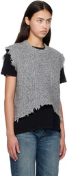 R13 Gray Wool Boyfriend Cable Sweater Vest