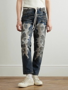 RRR123 - Fathers Engine Slim-Fit Straight-Leg Belted Distressed Jeans - Blue