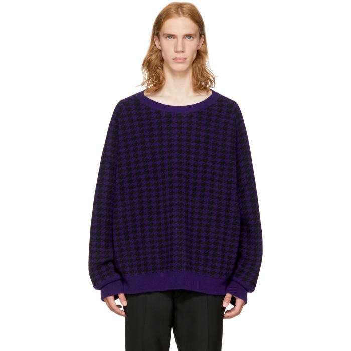 Photo: Haider Ackermann Purple Dogtooth Elbow Patch Sweater 