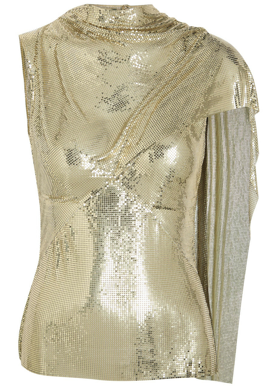 Rabanne Draped Chainmail top Gold