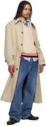 AMI Paris Beige Cotton Belted Mac Coat