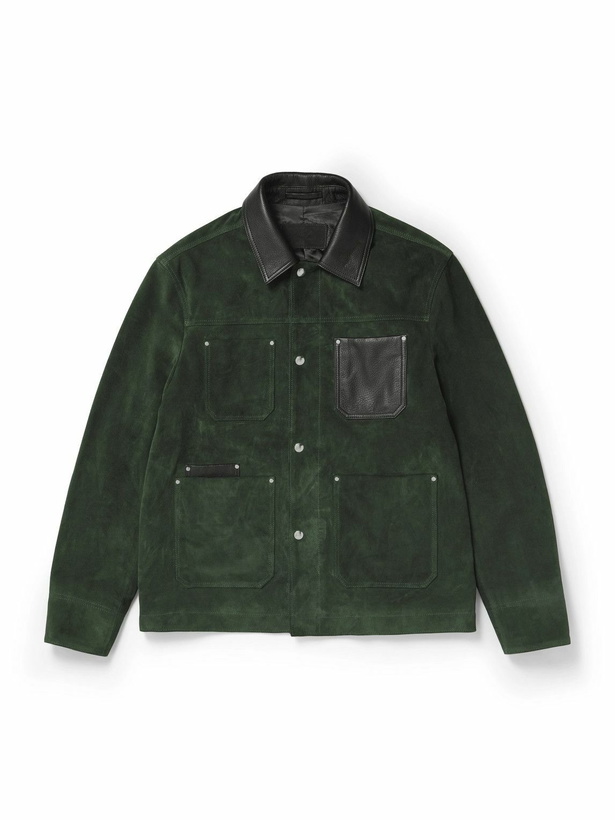 Photo: Mr P. - Full-Grain Leather-Trimmed Suede Chore Jacket - Green