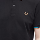 Fred Perry Men's Slim Fit Twin Tipped Polo Shirt in Blue/Cyber Blue/Light Rust