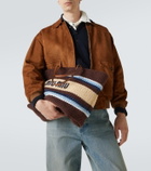 Miu Miu Logo striped raffia-effect shopper