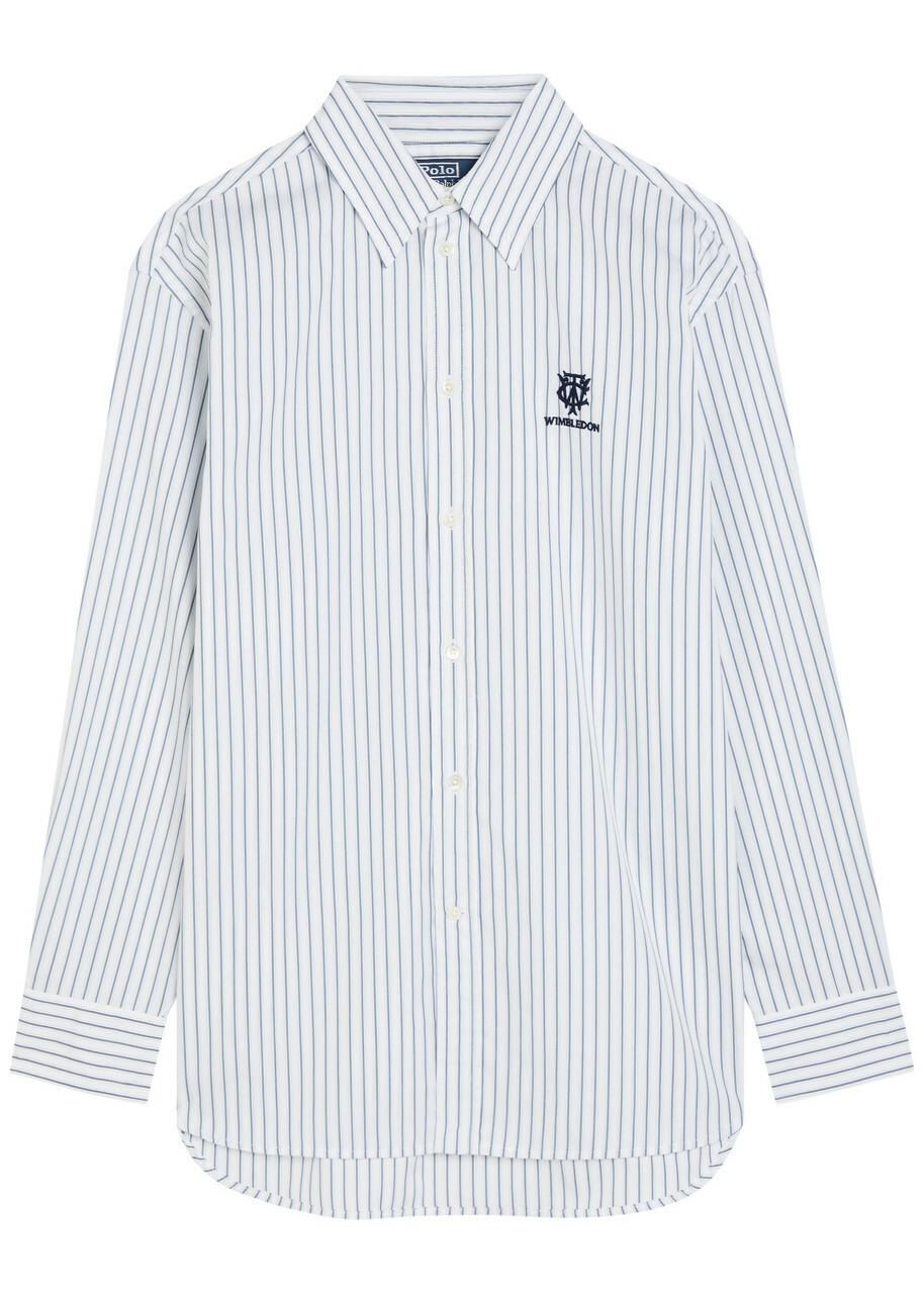 Polo Ralph Lauren Striped Embroidered Cotton Shirt White