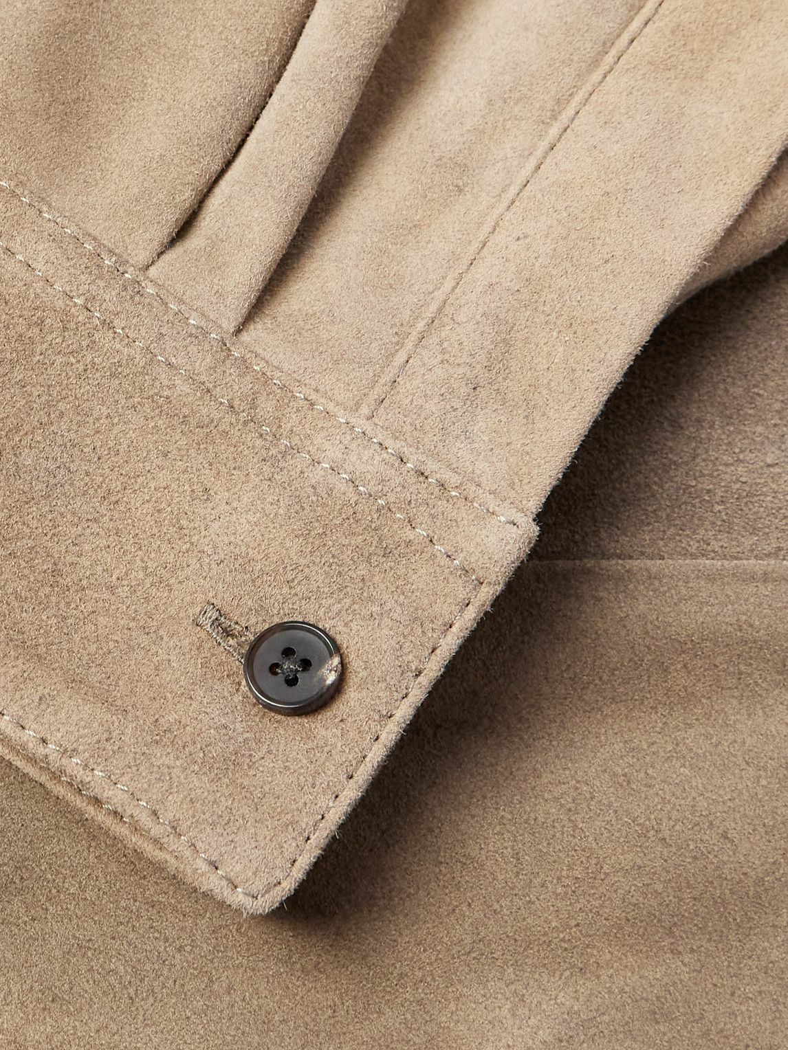 A.PRESSE - Distressed Suede Shirt Jacket - Gray