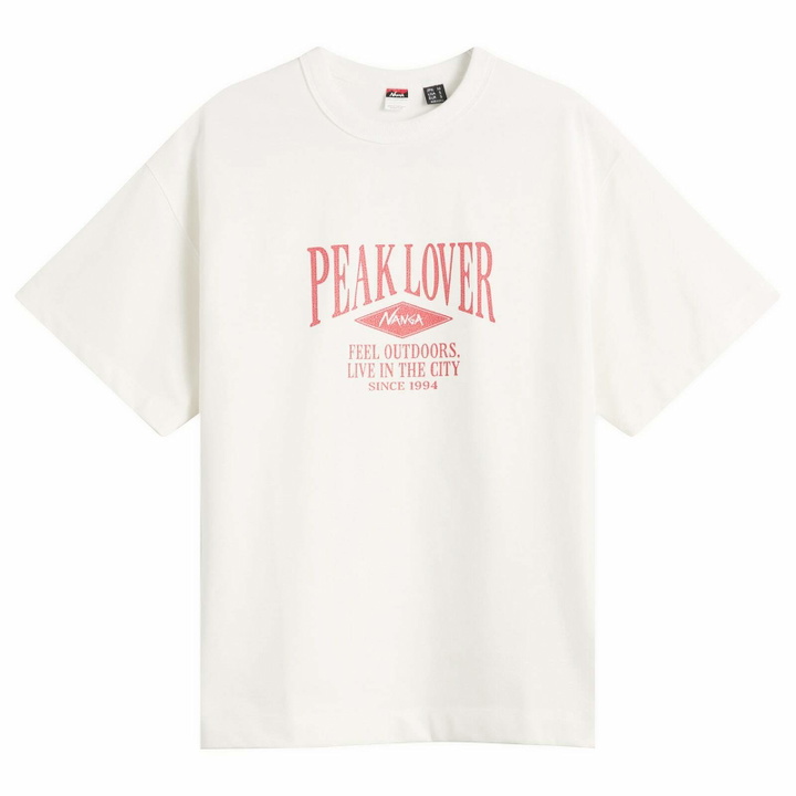 Photo: NANGA Men's Eco Hybrid Peak Lover T-Shirt in White