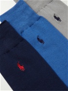 Polo Ralph Lauren - Three-Pack Logo-Embroidered Cotton-Blend Socks - Blue