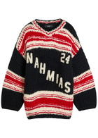 Nahmias Logo Striped-intarsia Wool Jumper Black