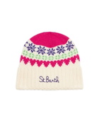 MC2 Saint Barth Woman White Beanie With Fair Isle Heart Jacquard