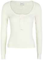 Chloe Logo-appliquéd Cotton Henley top Off White
