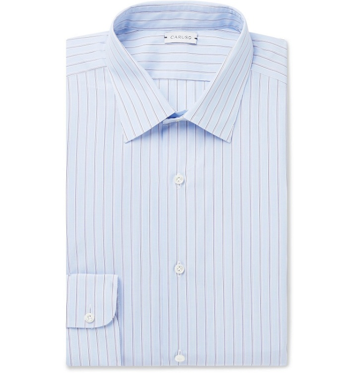 Photo: Caruso - Slim-Fit Striped Cotton Shirt - Blue
